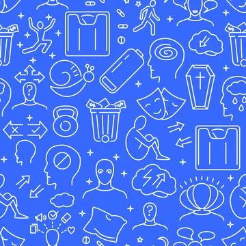 Bipolar disorder seamless pattern in line style Illustrazione stock