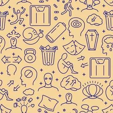 Bipolar disorder seamless pattern in line style 스톡 일러스트