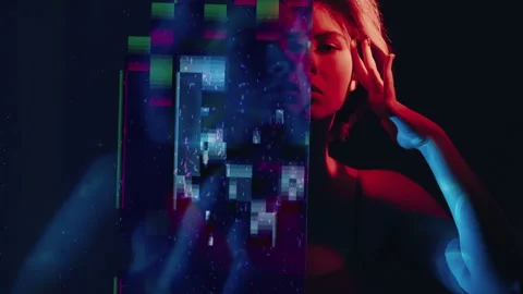 Bipolar disorder split personality glitch woman Stock Footage 165282126