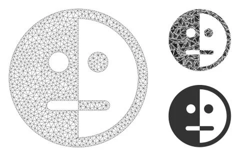 Bipolarity Face Vector Mesh Network Model and Triangle Mosaic Icon Illustrazione stock