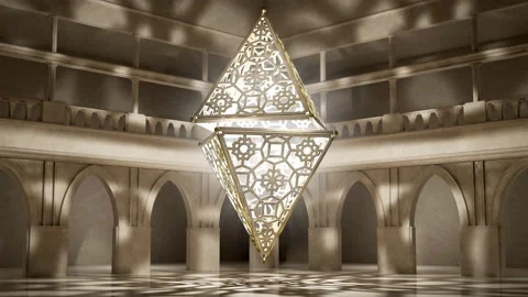 Bipyramid shadow lamp casting shadows. Dolly shot. 3D model animation. Stock Footage 167107259