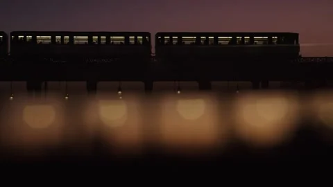 Bir Hakeim bridge with metro at dawn Stock Footage 340201795