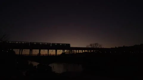 Bir Hakeim bridge at twllight Stock Footage 340202530