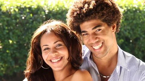 Biracial couple talking romantic Stock Footage 38762880