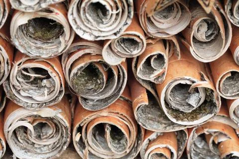 Birch bark stack Stock Photos
