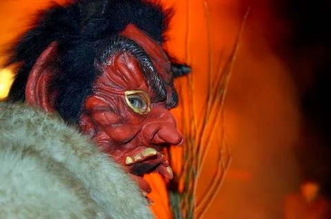 Birch costume devil fear hell krampus mask ugly Stock Photos