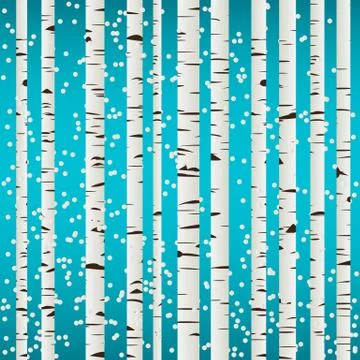 Birch forest and snow pattern Stock Illustration
