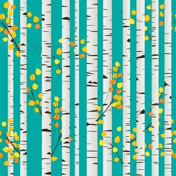 Birch forest pattern Autumn birch forest seamless pattern, graphic art Cop... Stock Photos