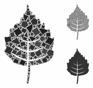 Birch leaf Composition Icon of Raggy Elements Stock Illustration