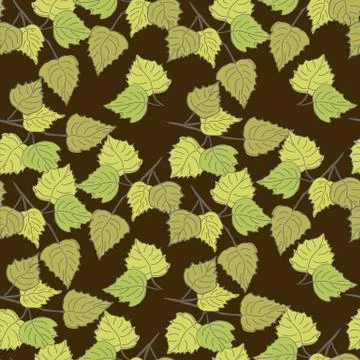 Birch leaves (brown background) Stock Illustration
