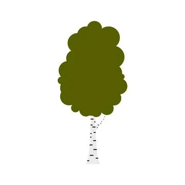 Birch tree icon, flat style Stock Illustration