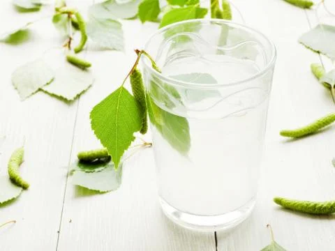 Birch tree sap Stock Photos