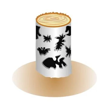 Birch tree stump sawed trunk Stock-Illustration