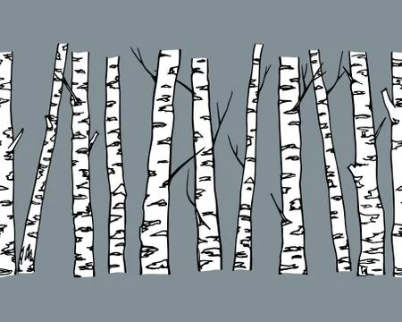 Birch tree trunks pattern Stock Illustration