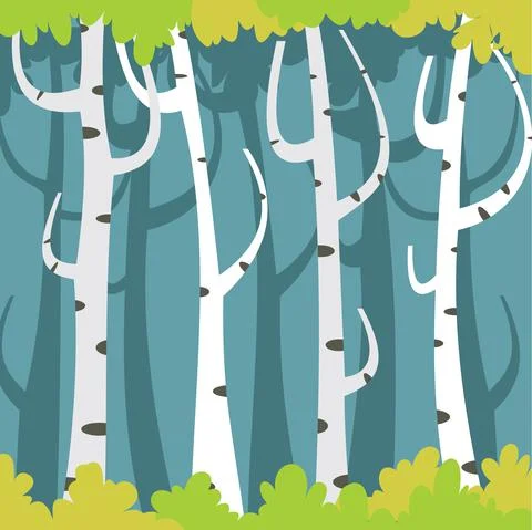 Birch trees background Stock Illustration