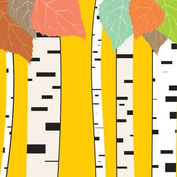 Birch trees background Stock Illustration