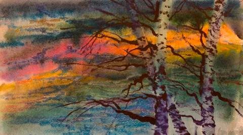 Birch trunks Stock Illustration