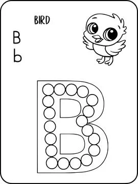 Bird abc animals dot markers activity Pages Stock Illustration