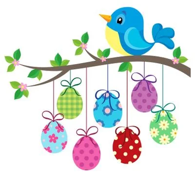 Bird and Easter eggs theme image Stock Illustration