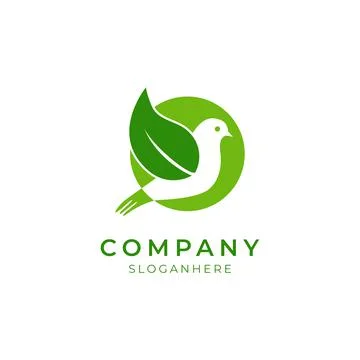 Bird and leaf logo Stock Illustration