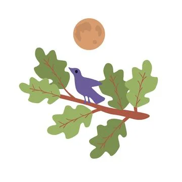 Bird and moon Stock Illustration