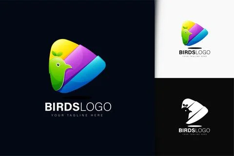 Bird and triangle logo with gradient Stock Illustration