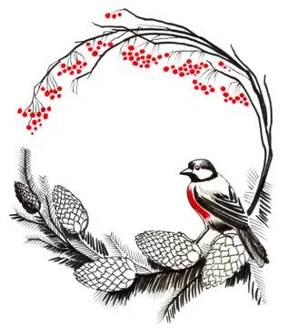Bird and wreath Illustrazione stock
