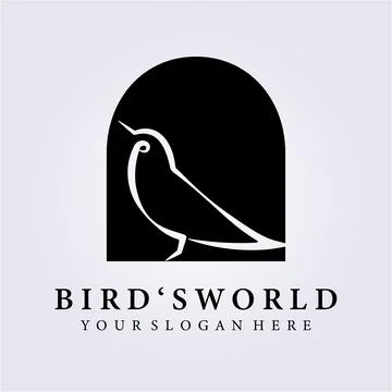 Bird , bird's world logo vector illustration design , mini simple line art bi Stock Illustration