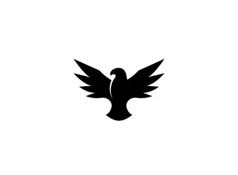 Bird black eagle open wings flying for logo design Stock Illustration
