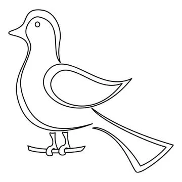Bird on a branch, contours Stock Illustration