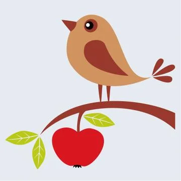 Bird on branch Stock Illustration