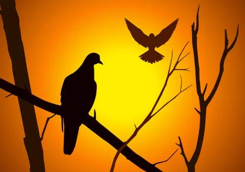 Bird On Branch Stock Illustration