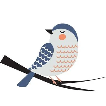 Bird on branch vector icon isolated on white 库存插图