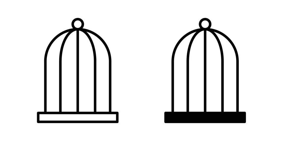 Bird cage icon solid, line, and editable vector set. Stock Illustration