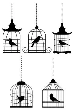 Bird in cage Stock Illustration