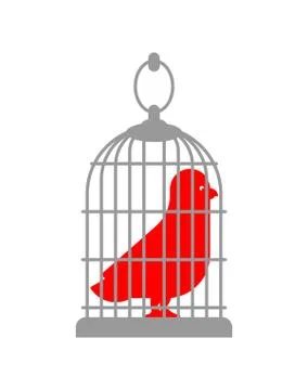 Bird in cage isolated. Symbol of bondage. vector illustration Illustrazione stock