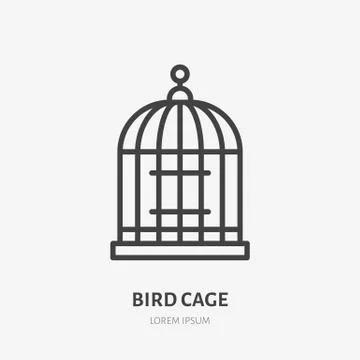 Bird cage line icon, vector pictogram of birdcage. Illustration, sign for pet イラスト素材