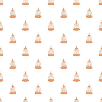 Bird cage seamless repeating pattern on white background Illustrazione stock