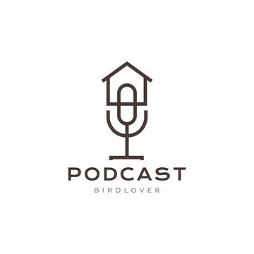 Bird cage sing microphone podcast talking contest logo design vector icon i.. Stock Illustration