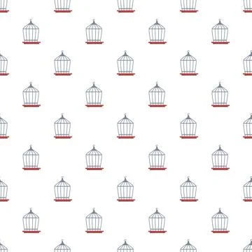Bird cages forming a seamless pattern on a white background Stockillustratie