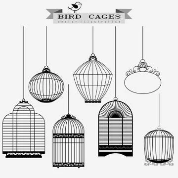 Bird cages set Stock Illustration
