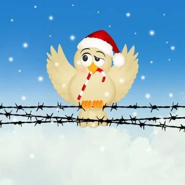 Bird with Christmas candy Stock Illustration
