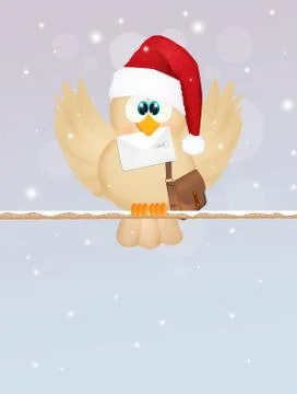 Bird with Christmas letter Stock Illustration