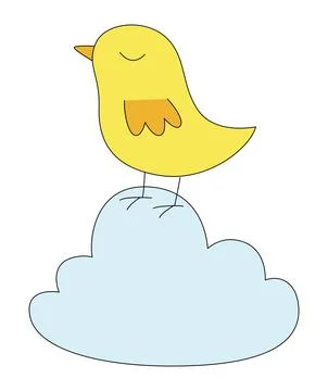 Bird with cloud on a white background Stock Illustration