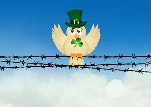 Bird with clover Stock Illustration