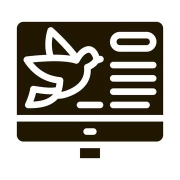 Bird On Computer Screen Icon Vector Illustrazione stock
