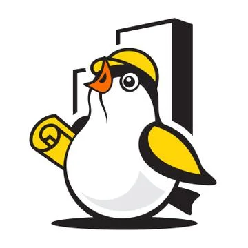 Bird construction sign Stock Illustration