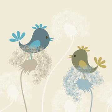 Bird on a dandelion Stock Photos