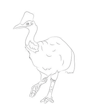 Bird dinosaur drawing lines, vector Stock Illustration