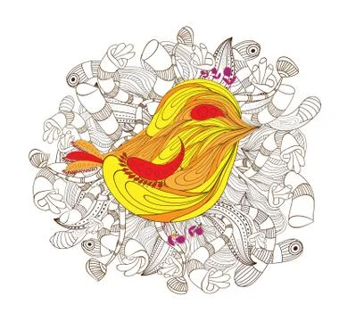 Bird doodle art Stock Illustration